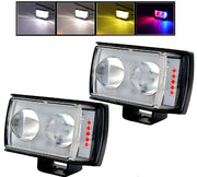 Auto Pearl 2EYE LED Lens Fog Flashing Light, 12V-8W White, Yellow & Blue-Red Amber Auxiliary Projector Spot Lights compatible with All Bikes and Cars