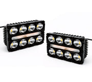 Auto Pearl Car 8-Lens DRL Driving Lights Flasher Yellow, White with Red-Blue Led light, 40W, 12-80V Auxiliary Lights for All Car (Pack of 2)