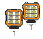 Auto Pearl Square 6-Led 12V-30W, DRL Fog light, Off-Road Vehicle Light Auxiliary White-Yellow Lighting 12V-30W Driving Work Light compatible with All Bike and Car