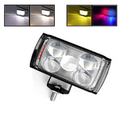 Auto Pearl 5-EYE LED Lens Fog Flashing Light, 12V-15W White, Yellow & Blue-Red Amber Auxiliary Projector Spot Lights compatible with All Bike and Car