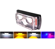 Auto Pearl 3 EYE LED Lens Fog Flashing Light, 12V-10W White, Yellow & Blue-Red Amber Auxiliary Projector Spot Lights compatible with All Bikes and Cars