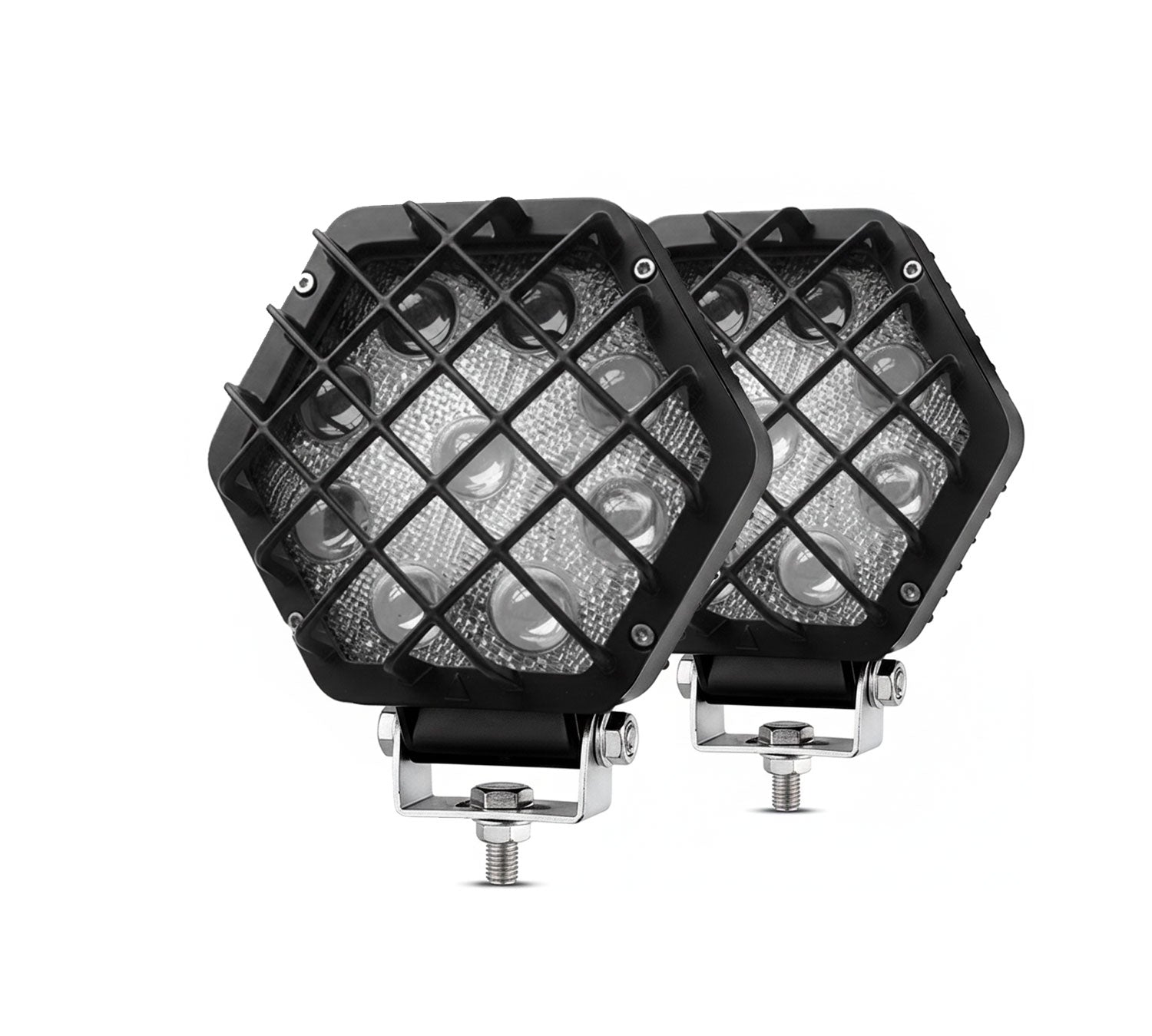 Auto Pearl 9 LED Work Light with Protective Grill, 12V-80V DC Auxiliary Driving Light, Spot Flood Beam Off Road Lamp compatible with All Bike and Car