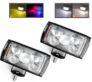 Auto Pearl 5-EYE LED Lens Fog Flashing Light, 12V-15W White, Yellow & Blue-Red Amber Auxiliary Projector Spot Lights compatible with All Bike and Car
