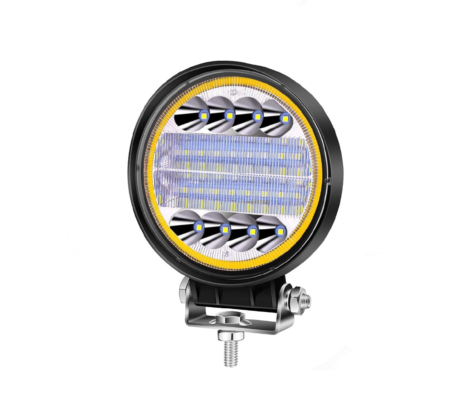 Auto Pearl 12V-24W DRL Amber LED Work Light, Round LED Light Pods Spot Flood Combo Lights Driving Work Fog Lights compatible with All Bikes and Cars