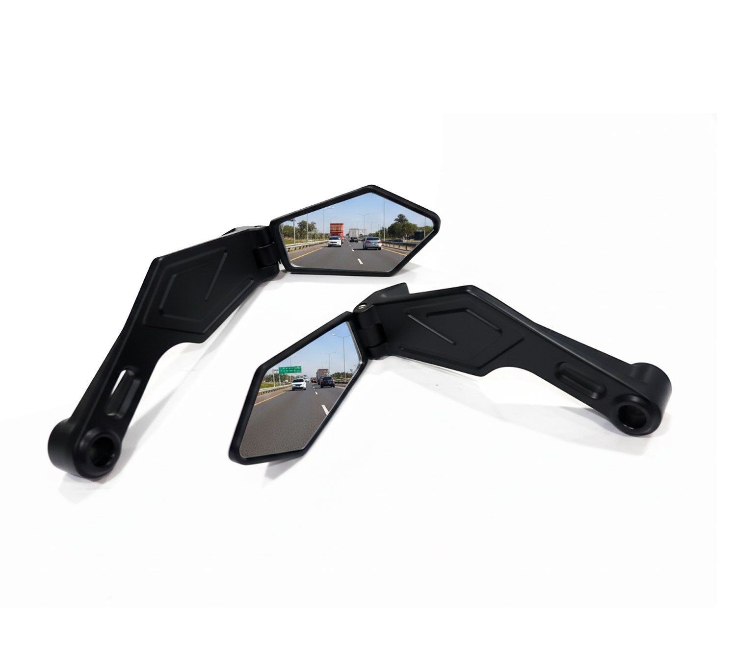 Auto Pearl Motorcycle Black Handlebar Mounted Mirrors Set Adjustable Rotating Lever Guard, Foldable Rear View Mirrors Mirror compatible with All Bike (Pack of 2)