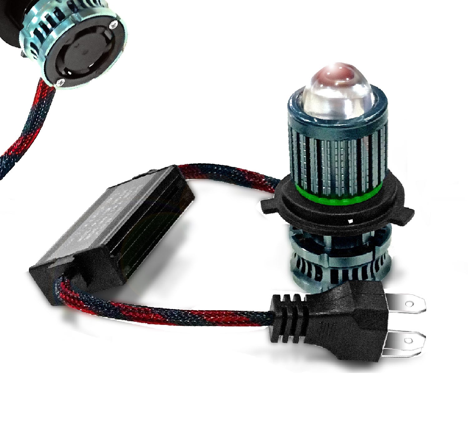 Auto Pearl Motorcycle H4 30W LED Headlight with Fan Heat Dissipation Dual Beam White and Yellow, Flash Yellow and White Light compatible with All Bikes and Cars