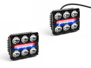 Auto Pearl Car 6-Lens DRL Driving Lights Flasher Yellow, White with Red-Blue Led light, 30W, 12-80V Auxiliary Lights for All Car (Pack of 2)