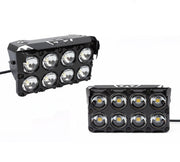 Auto Pearl Car 8-Lens Driving Lights Flasher Yellow, White with Red-Blue Led light, 40W, 12-80V Auxiliary Lights for All Car (Pack of 2)