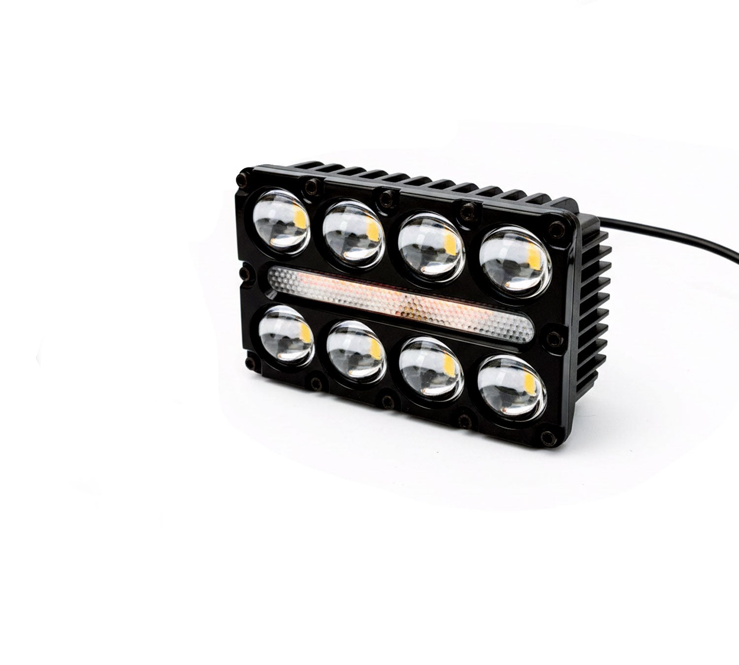 Auto Pearl Motorcycle 8-Lens DRL Driving Lights Flasher Yellow, White with Red-Blue Led light, 40W, 12-80V Auxiliary Lights compatible with All Bike