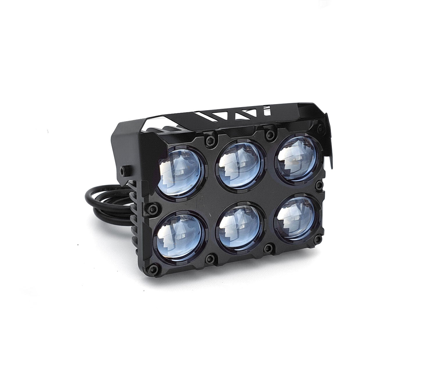Auto Pearl Motorcycle 6-Lens Driving Lights Flasher Yellow, White with Red-Blue Led light, 30W, 12-80V Auxiliary Lights Compatible with All Bike