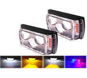 Auto Pearl 3 EYE LED Lens Fog Flashing Light, 12V-10W White, Yellow & Blue-Red Amber Auxiliary Projector Spot Lights compatible with All Bikes and Cars