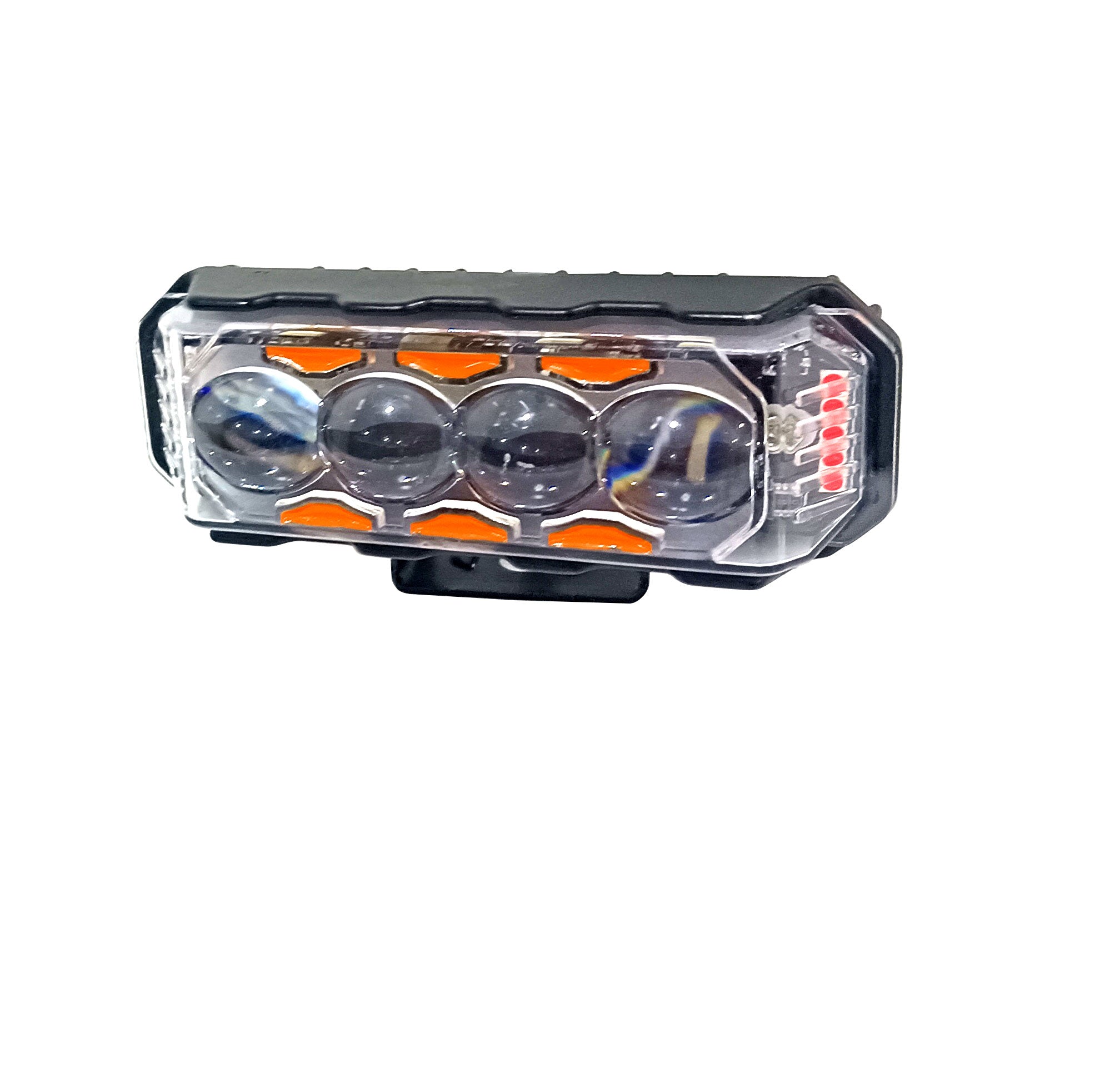 Auto Pearl Motorcycle Yellow/White & Red/Blue 4LED High Beam 12V-18W Fog Light with Flashing Mode Off-Road Vehicles compatible with All Bikes and Cars