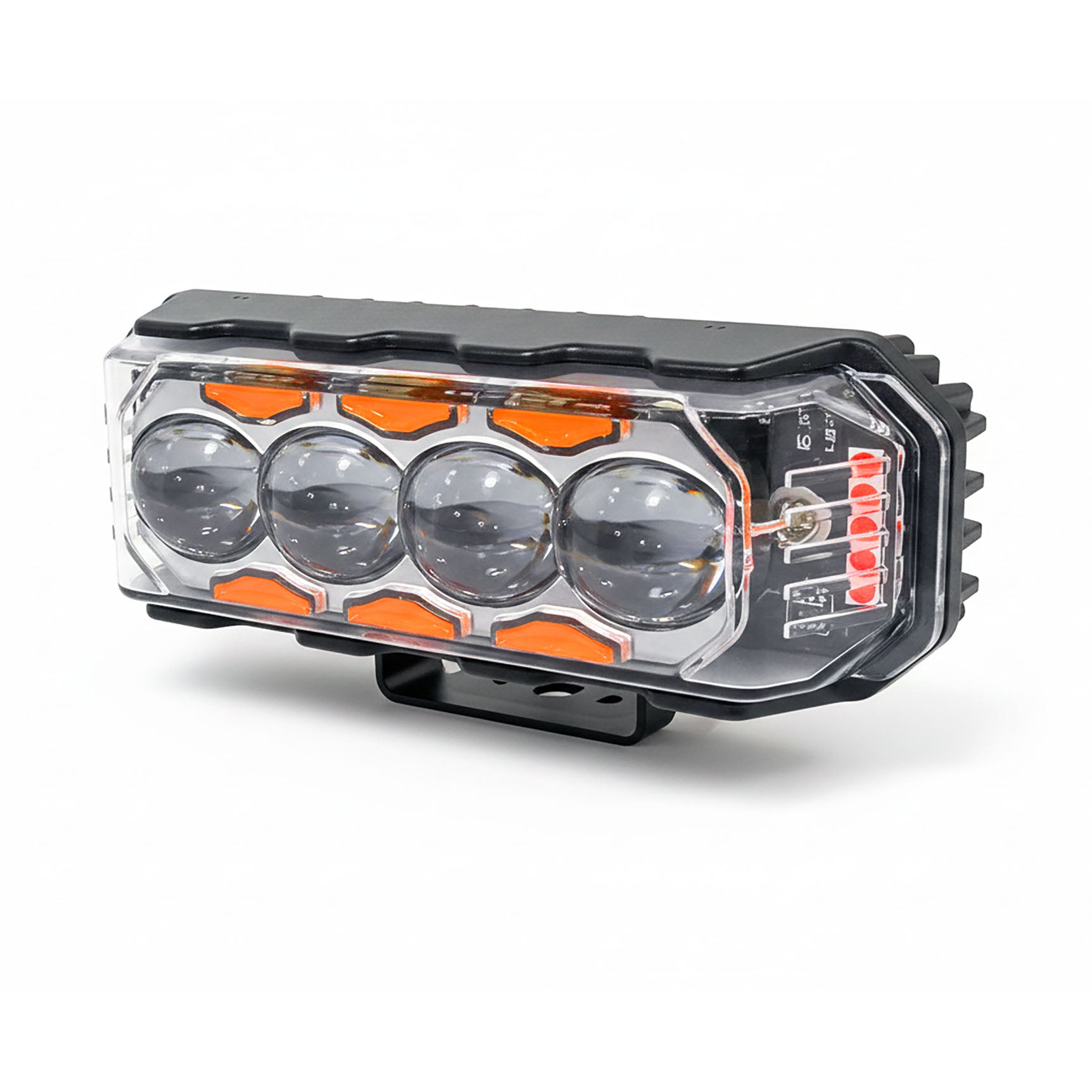 Auto Pearl Motorcycle Yellow/White & Red/Blue 4LED High Beam 12V-18W Fog Light with Flashing Mode Off-Road Vehicles compatible with All Bikes and Cars