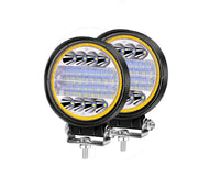 Auto Pearl 12V-24W DRL Amber LED Work Light, Round LED Light Pods Spot Flood Combo Lights Driving Work Fog Lights compatible with All Bikes and Cars
