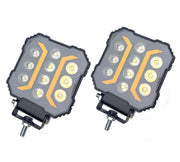 Auto Pearl Square 10Led DRL Fog light, Off-Road Vehicle Light Auxiliary White-Yellow Lighting 12V-28W Driving Work Light compatible with All Bike and Car