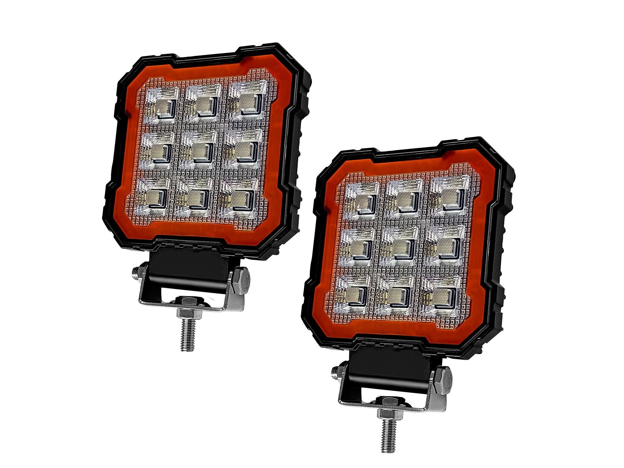 Auto Pearl 4 inch Square Auxiliary 12V-30W, Amber DRL Spot Light Off Road Light, White and Yellow Color compatible with All Bike and Car (Pack of 2)