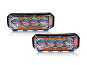 Auto Pearl Motorcycle Yellow/White & Red/Blue 4LED High Beam 12V-18W Fog Light with Flashing Mode Off-Road Vehicles compatible with All Bikes and Cars