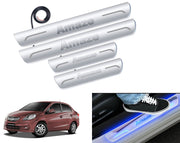 Auto Pearl Car Door Foot Step Led Sill/Scuff Plates With Mirror Finish Compatible with All Models (Set of 4)