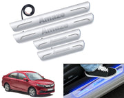 Auto Pearl Car Door Foot Step Led Sill/Scuff Plates With Mirror Finish Compatible with All Models (Set of 4)