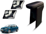 Auto Pearl Premium Car Armrest with Storage Box, High-Density Foam, Nappa Leatherette Black with double Stitching, No Obstruction to Rear Window Buttons, for Ameo
