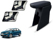 Auto Pearl Premium Car Armrest with Storage Box, High-Density Foam, Nappa Leatherette Black with double Stitching, No Obstruction to Rear Window Buttons, for Ameo