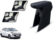 Auto Pearl Premium Car Armrest with Storage Box, High-Density Foam, Nappa Leatherette Black with double Stitching, No Obstruction to Rear Window Buttons, for Aura-2020-2023
