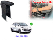 Auto Pearl Premium Car Armrest with Storage Box, High-Density Foam, Nappa Leatherette Black with double Stitching, No Obstruction to Rear Window Buttons, for Aura-2020-2023