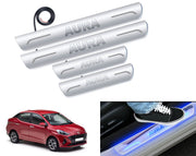 Auto Pearl Car Door Foot Step Led Sill/Scuff Plates With Mirror Finish Compatible with All Models (Set of 4)