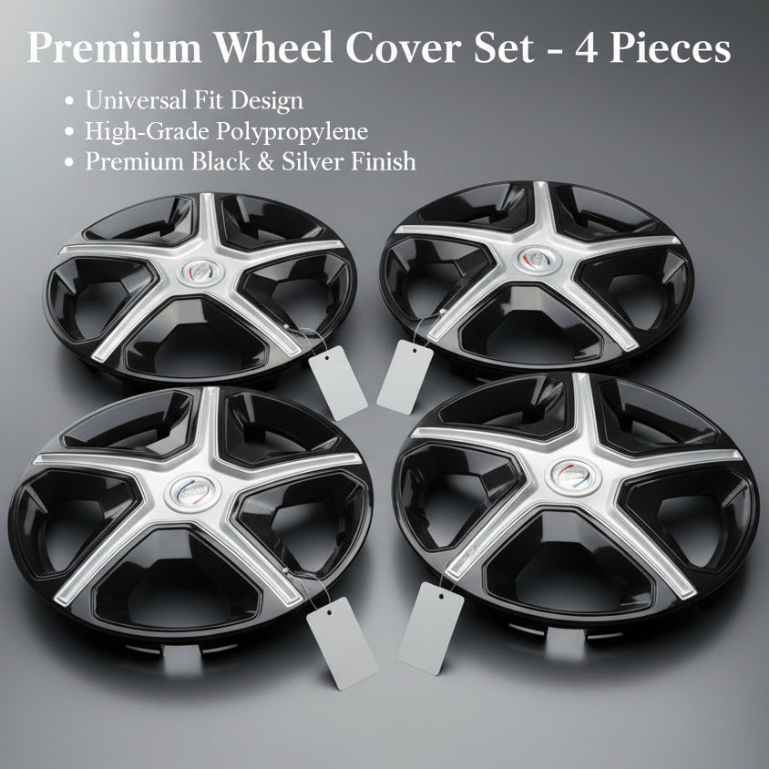Auto Pearl 14" Inch Set of 4 Pcs Hubcap Wheel Cover Replacements for OEM Steel Wheels ABS with Retention Ring | for All Cars |Silver Black