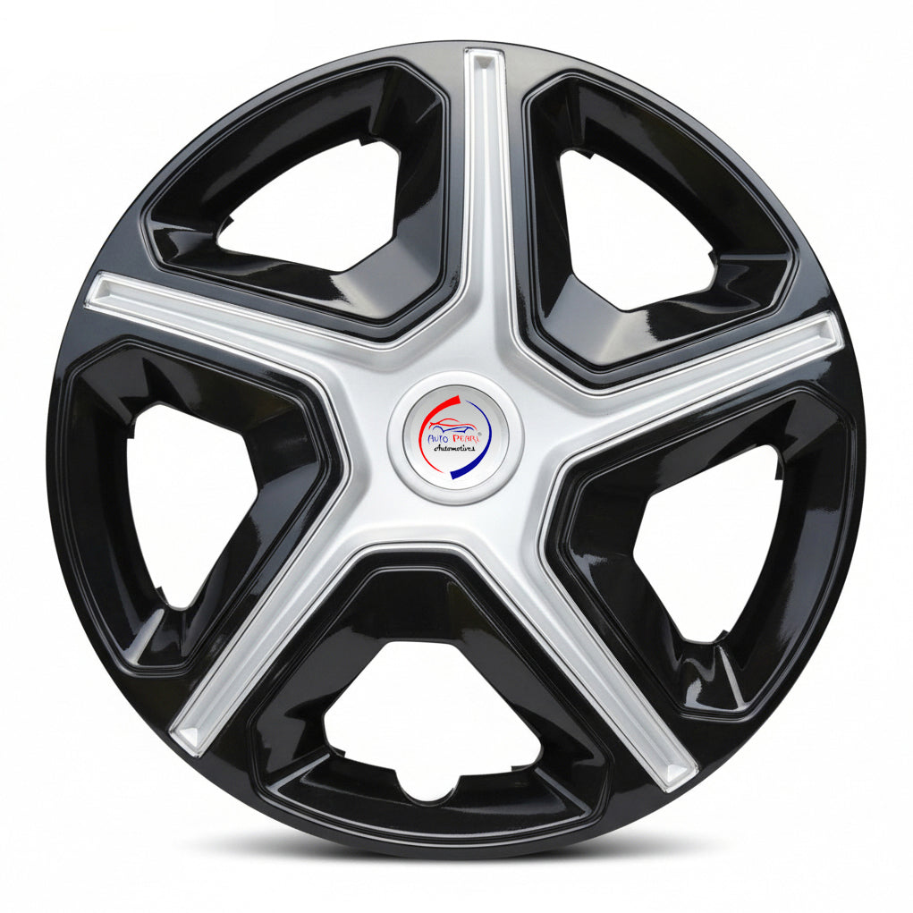 Auto Pearl 14" Inch Set of 4 Pcs Hubcap Wheel Cover Replacements for OEM Steel Wheels ABS with Retention Ring | for All Cars |Silver Black