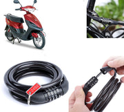 Multipurpose Heavy Duty, Security Number Lock, Bike Cable Lock Anti-Theft Protection Bicycle Number Locks Compatible with Bike/Scooty (Black)