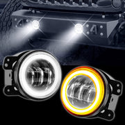 Auto Pearl 3-Led Fog Light 4 inch with Yellow DRL Ring Turn Indicator light (Pack of 2)