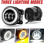 Auto Pearl 3-Led Fog Light 4 inch with Yellow DRL Ring Turn Indicator light (Pack of 2)