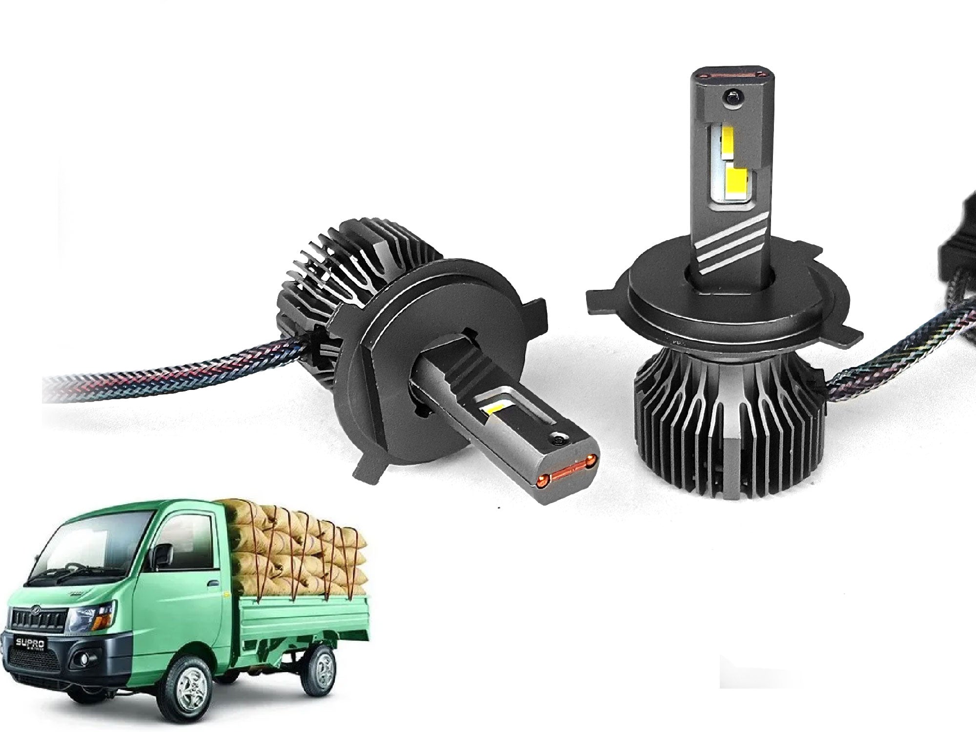 Auto Pearl 2-Side H4 LED Bulb With Turbo Cooling Fan, wide ultra bright Led light 120W, 6000K, 3500LM White Light compatible with All Car (Pack of 2)