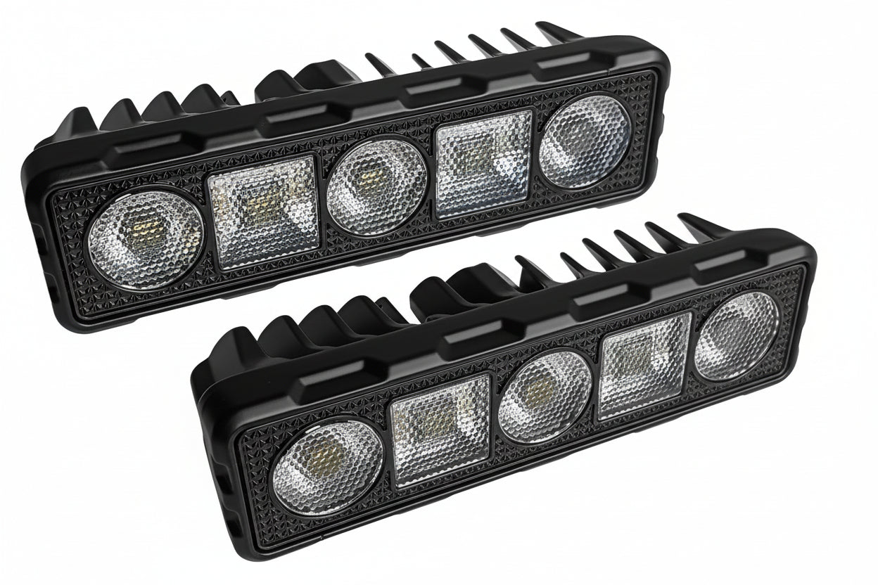 Auto Pearl 6 Inch Auxiliary 6Led Light Bar White, Yellow and Yellow Blinking 12V-30W, Mode, Work Spot Lights compatible with All Bike and Car (Pack of 2)