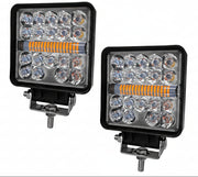AUTO PEARL 4 inch Square 12000LM Light pods with Strobe 12V-40W, Amber DRL Spot Light Off Road Light Bar Work Light compatible with All Bike and Car (Pack of 2)