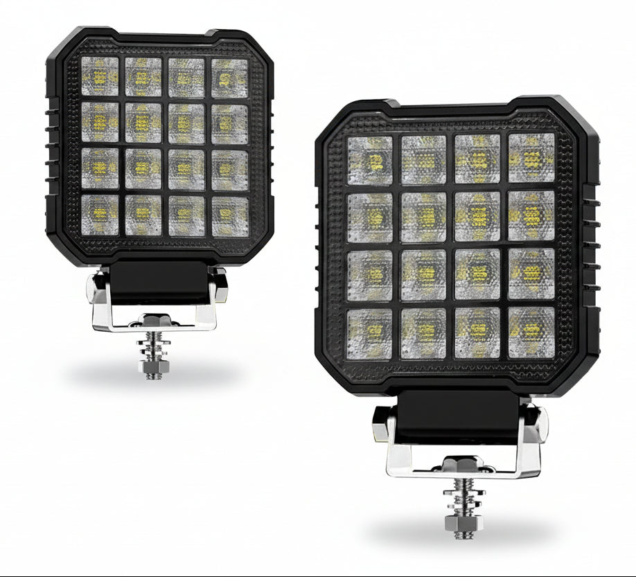 AUTO PEARL Square 4 Inch Auxiliary 12V-30W, 64Led White Work Spot Light compatible with All Bike and Car(Pack of 2)