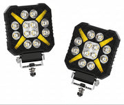 Auto Pearl 4 inch Square 34Led Auxiliary 12V-30W, Amber DRL Spot Light, White and Yellow Color, Off Road Light compatible with All Bike and Car (Pack of 2)