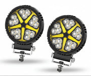 Auto Pearl 4 inch Round 15Led Auxiliary 12V-30W, Amber DRL Spot Light, White and Yellow Color, Off Road Light compatible with All Bike and Car (Pack of 2)