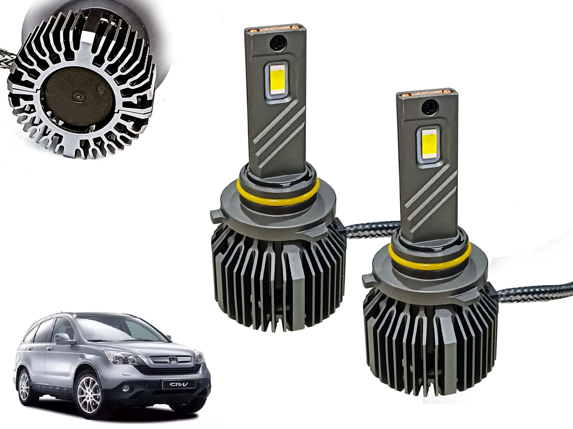 Auto Pearl 2-Side 9005 LED Bulb With Turbo Cooling Fan, wide ultra bright Led light 120W, 6000K, 3500LM White Light compatible with All Car (Pack of 2)