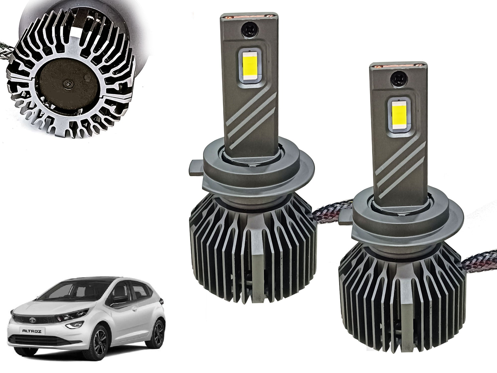 Auto Pearl 2-Side H7 LED Bulb With Turbo Cooling Fan, wide ultra bright Led light 120W, 6000K, 3500LM White Light compatible with All Car (Pack of 2)