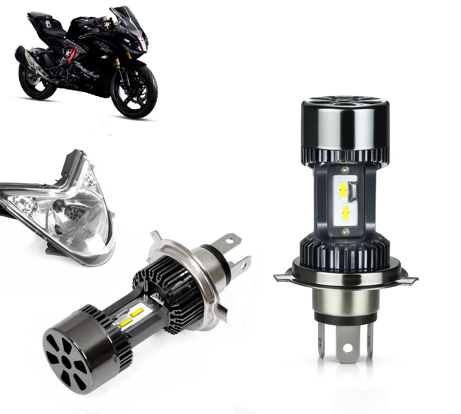 Auto Pearl Durable H4 3200LM CSP LED Hi / Lo Beam LED Motorcycle Headlight Bulb DC 12V-35W with cooling fan compatible with All Bike (Pack of 1)