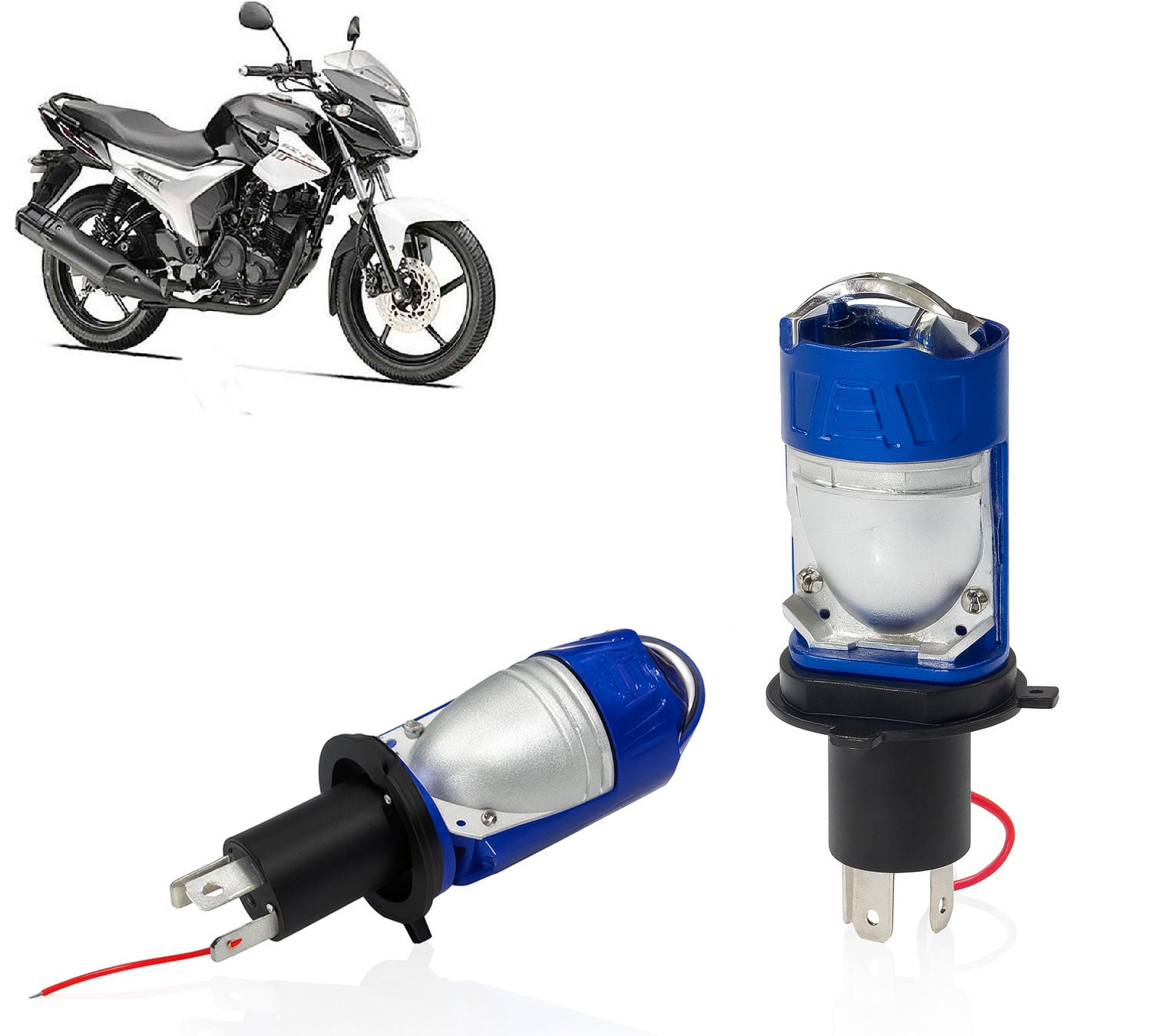 Auto Pearl H4 LED Projector Lens Motorcycle Headlight Bulbs 12V-55W  Bulb H4 CSP Chip High/Low Beam, Canbus Turbo, 6500K White and Red Light compatible with All Bike (Pack of 1)