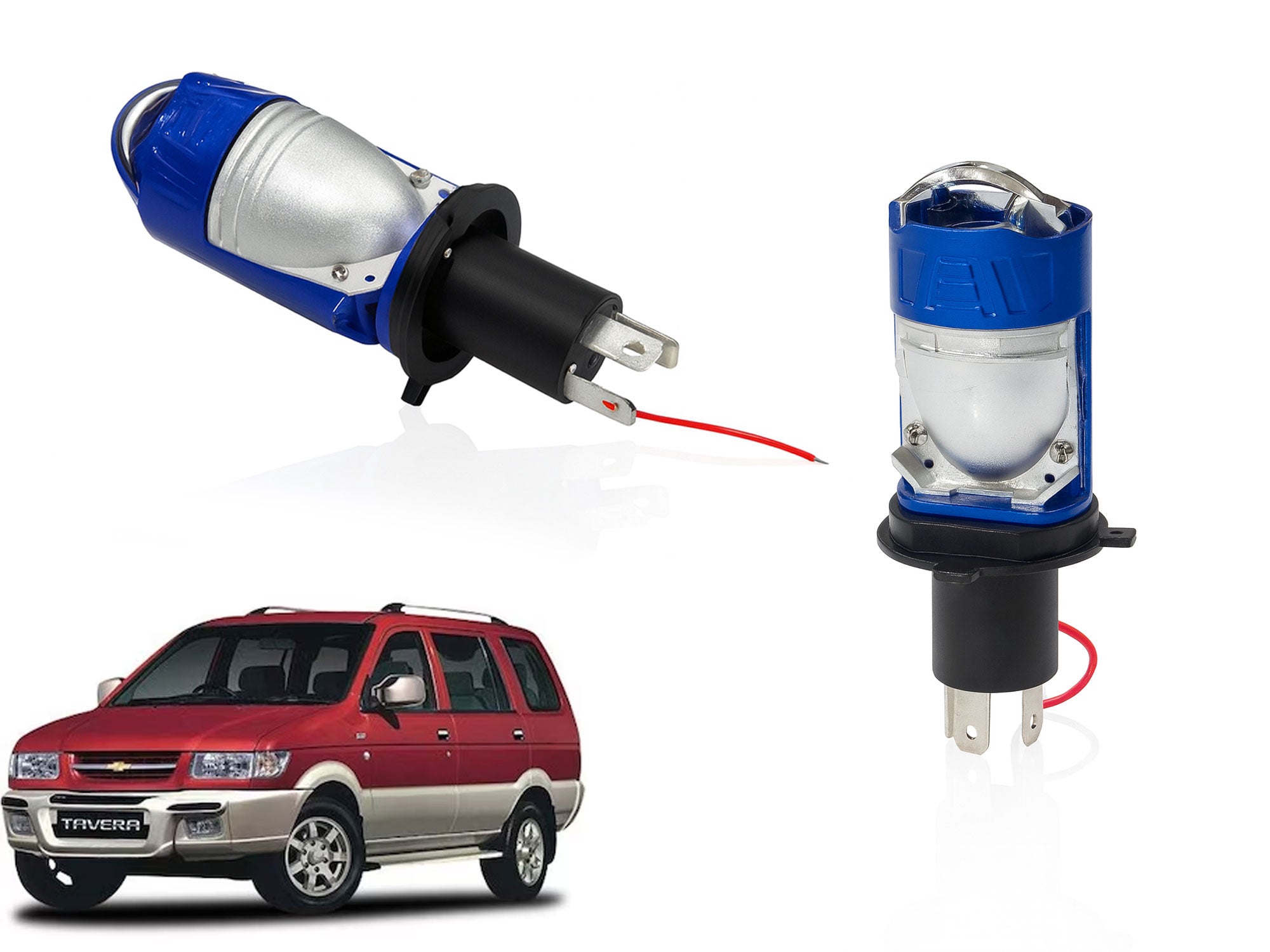 Auto Pearl H4 LED Projector Lens for car Headlight Bulbs 12V-55W  Bulb H4 CSP Chip High/Low Beam, Canbus Turbo, 6500K White and Red Light compatible with Car (Pack of 2)