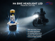 Auto Pearl H4 55W CSP LED Motorcycle Headlight Bulb, Single Lens White Hi/Low Beam, DC 12V 6000K, Compatible with All Bike (Pack of 1)