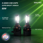 Auto Pearl 9005/HB3 Bulb Type LED Headlight Bulb 80W 14000LM 4300K Warm White, 4-Side Fog Light 9005/HB3 compatible with All Car (Pack of 2)
