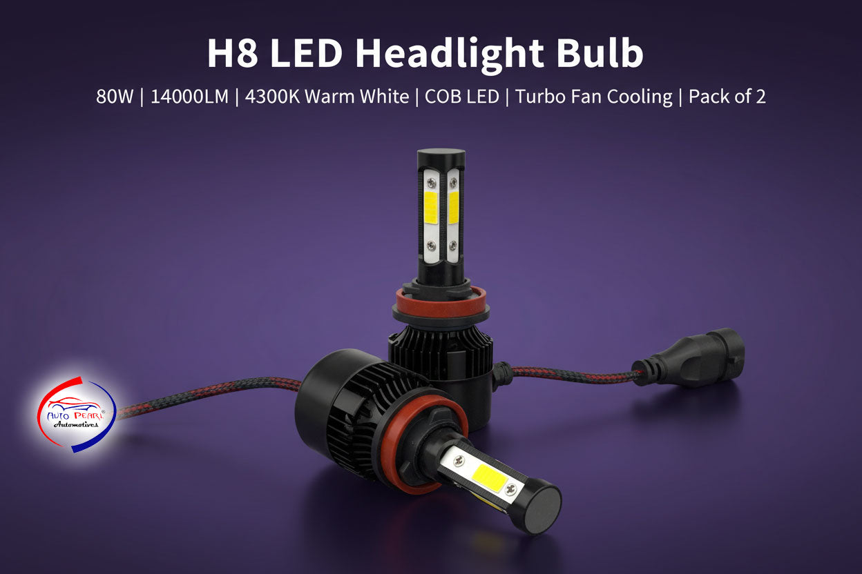 Auto Pearl H8 Bulb Type LED Headlight Bulb 80W 14000LM 4300K Warm White, 4-Side Fog H8 Light compatible with All Car (Pack of 2) (Copy) (Copy)