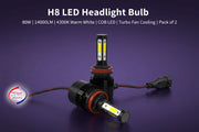 Auto Pearl H8 Bulb Type LED Headlight Bulb 80W 14000LM 4300K Warm White, 4-Side Fog H8 Light compatible with All Car (Pack of 2)