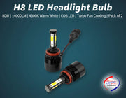 Auto Pearl H8 Bulb Type LED Headlight Bulb 80W 14000LM 4300K Warm White, 4-Side Fog H8 Light compatible with All Car (Pack of 2)