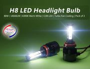 Auto Pearl H8 Bulb Type LED Headlight Bulb 80W 14000LM 4300K Warm White, 4-Side Fog H8 Light compatible with All Car (Pack of 2)